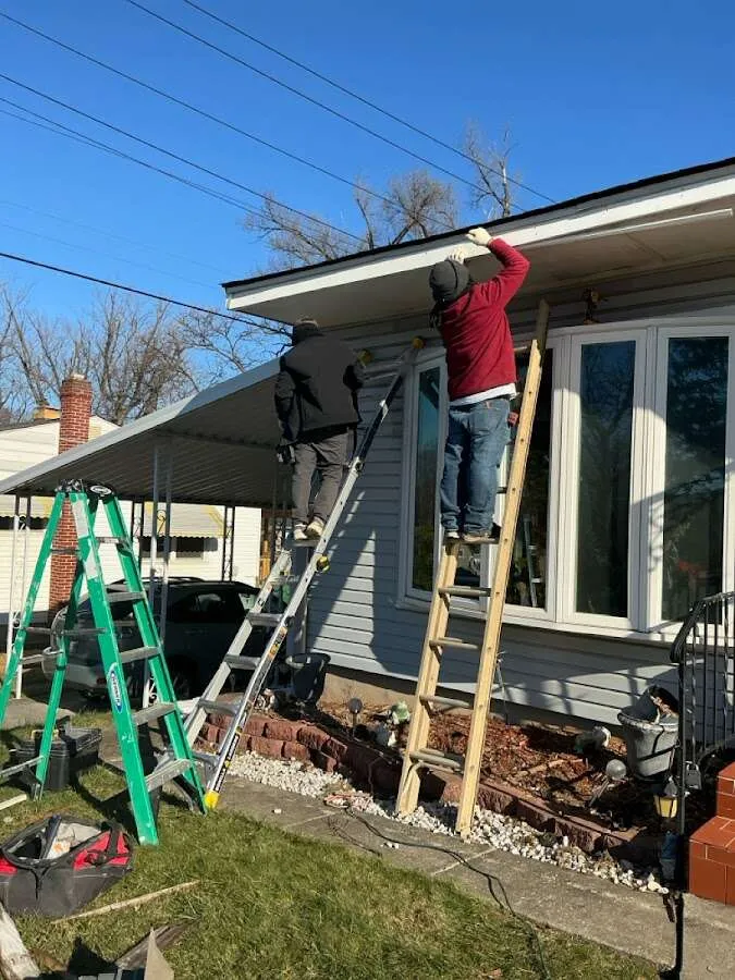 Restoration crew performing exterior repair in Bloomer